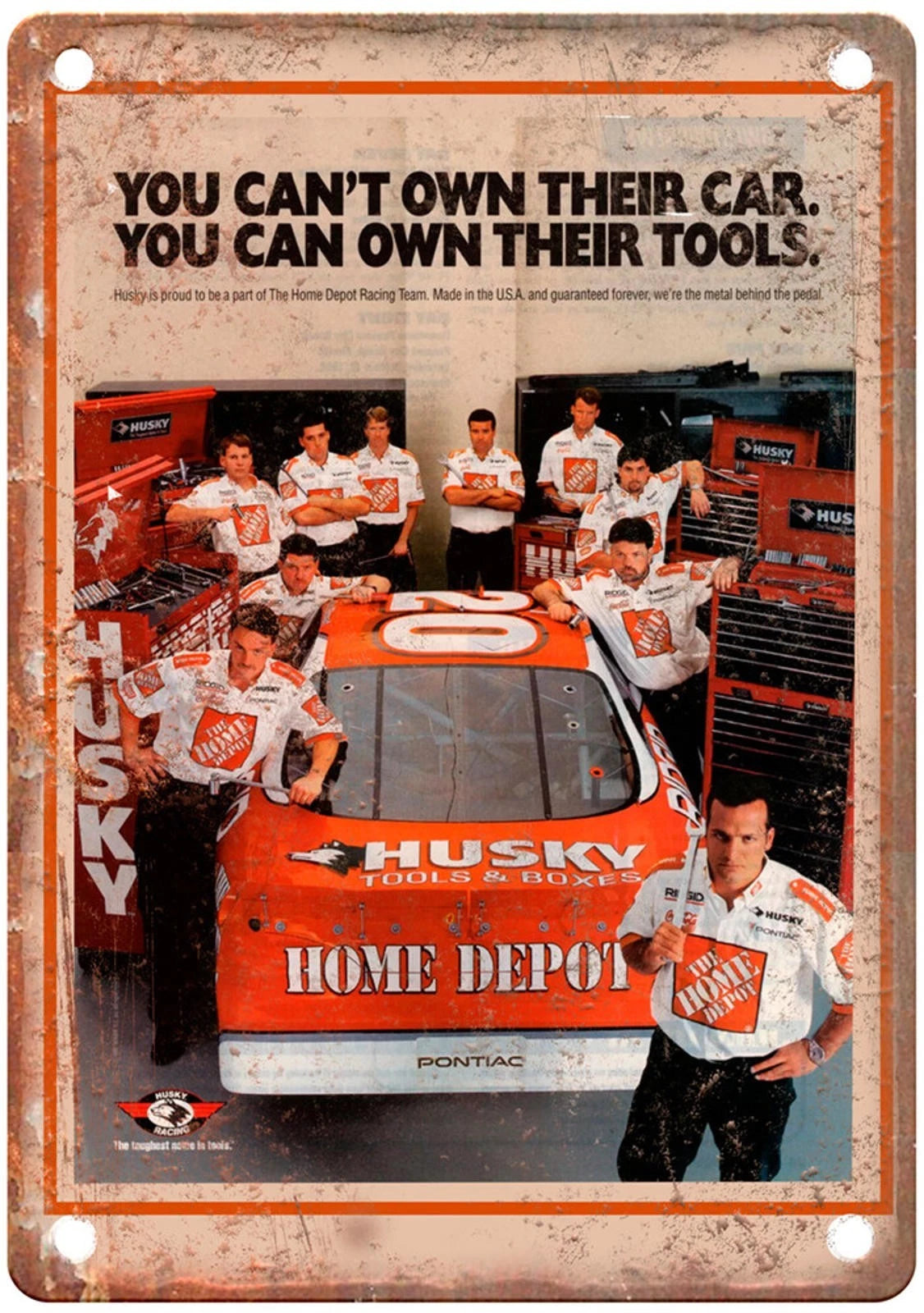 Vintage NASCAR 1999 Pontiac Husky Tools Aluminum Sign — product artwork