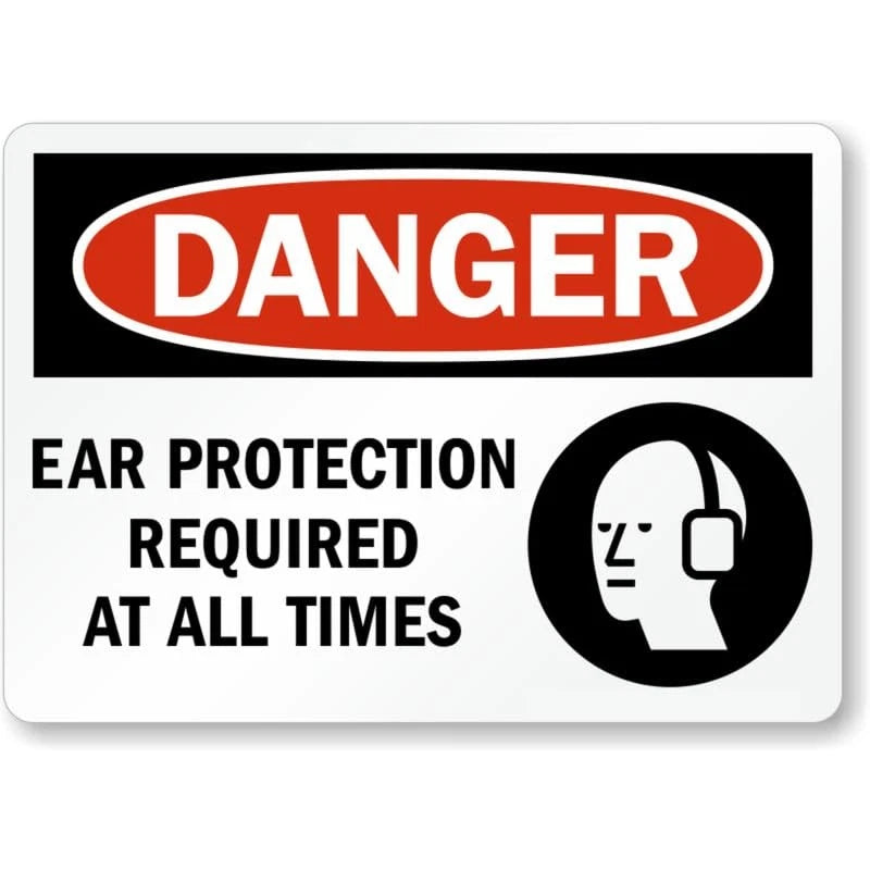 Ear Protection Required Danger Aluminum Sign — product artwork