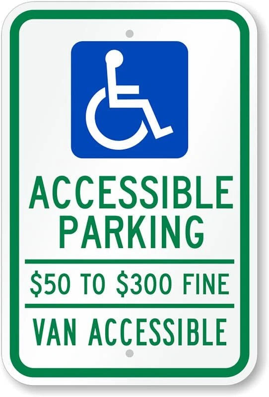 Van Accessible Fine Van Business Parking Aluminum Sign — product artwork