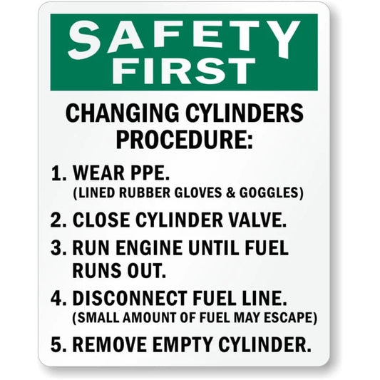 Changing Cylinders Procedure Aluminum Sign — product artwork