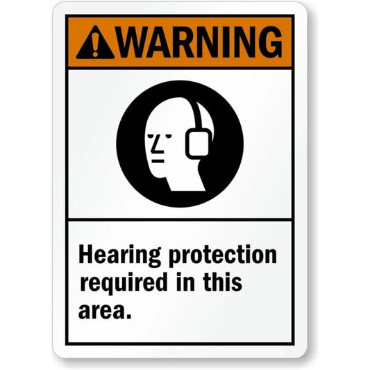 Warning Hearing Protection Required in This Area Sign — product artwork