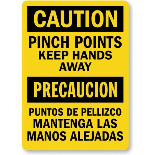 Bilingual Pinch Points Aluminum Sign — product artwork