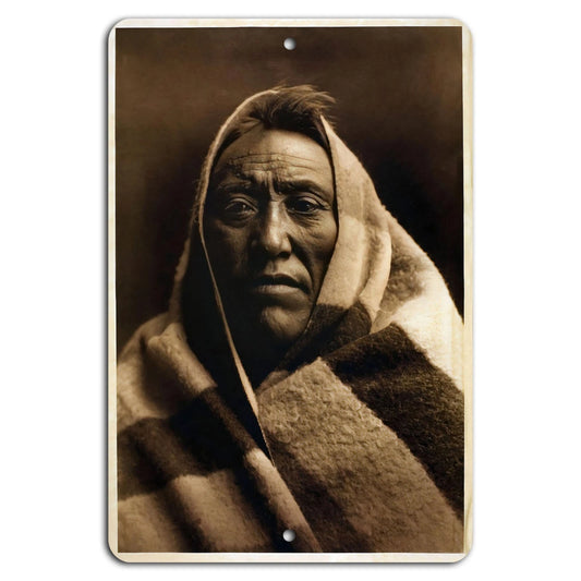 Warrior Portrait Vintage Inspirational Aluminum Sign — product artwork