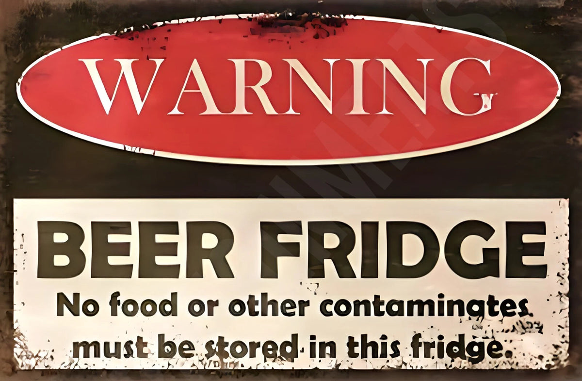Funny Beer Fridge Aluminum Sign — product artwork