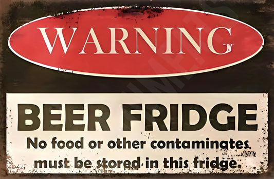 Funny Beer Fridge Aluminum Sign — product artwork