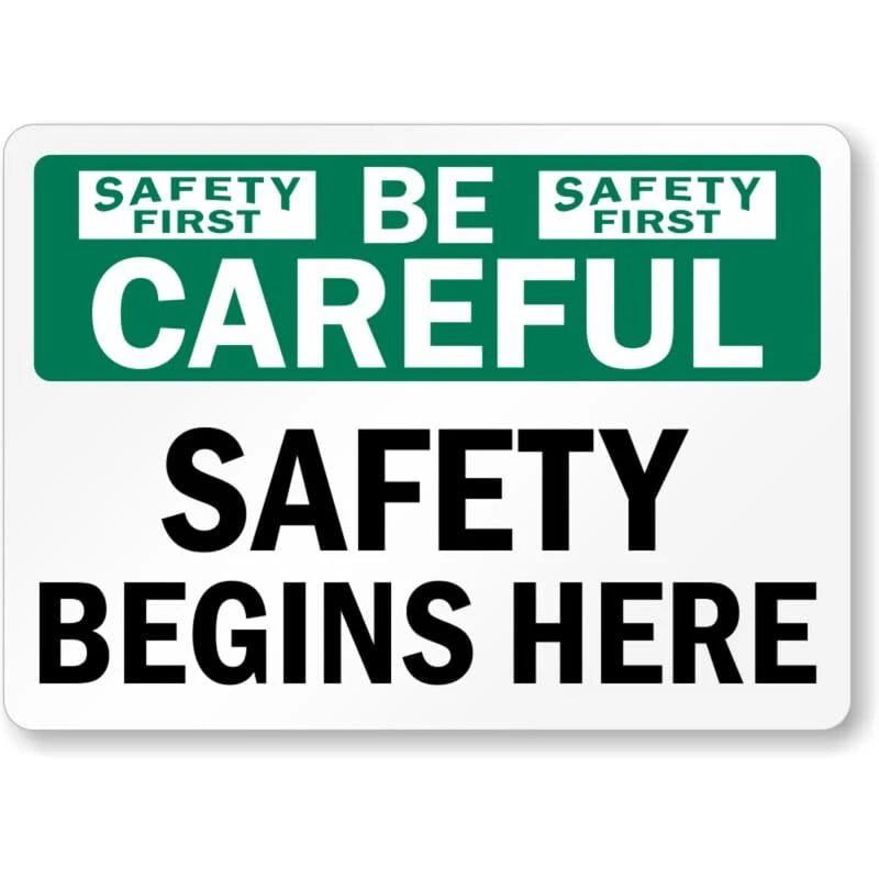 Safety First Safety Begins Here Aluminum Sign — product artwork