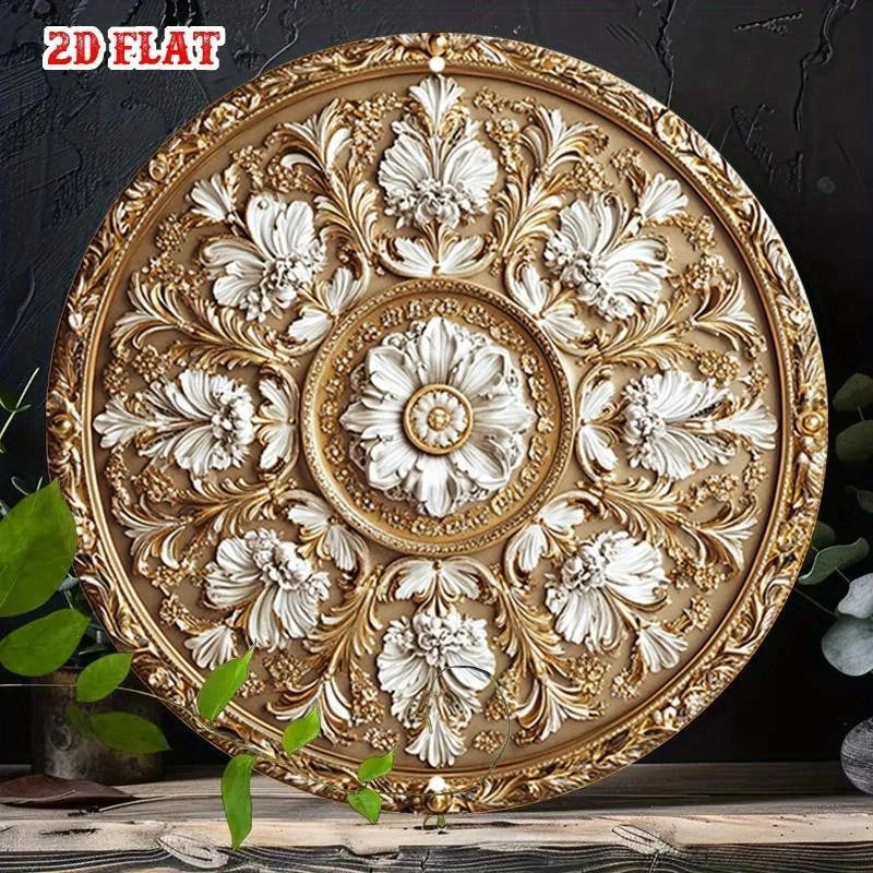 Ceiling Medallion Single Piece Floral Funny Round Aluminum Sign — product artwork