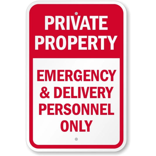 Emergency Delivery Personnel Only Aluminum Sign — product artwork