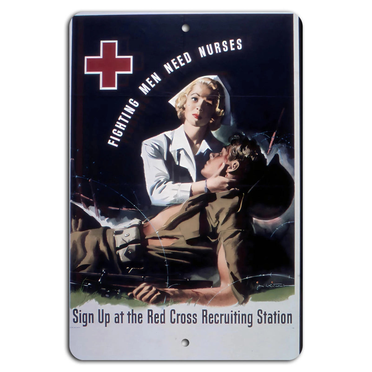 Red Cross Nurse Vintage Wall Aluminum Sign — product artwork