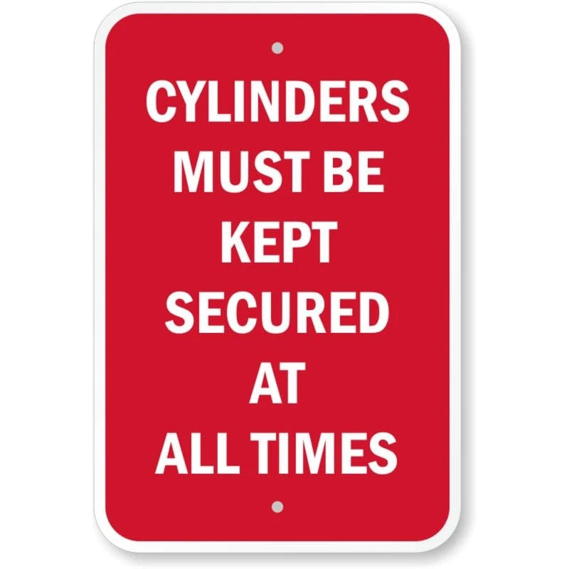 Cylinders Must Be Kept Secured at All Times Aluminum Sign — product artwork