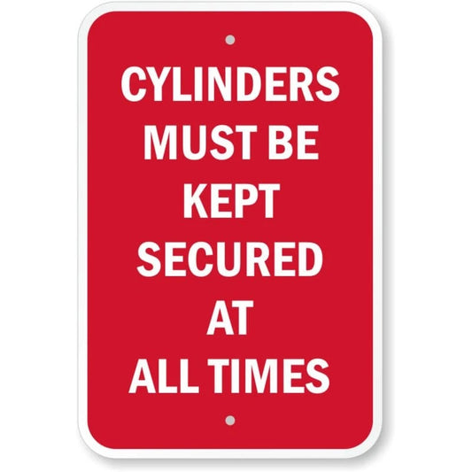 Cylinders Must Be Kept Secured at All Times Aluminum Sign — product artwork
