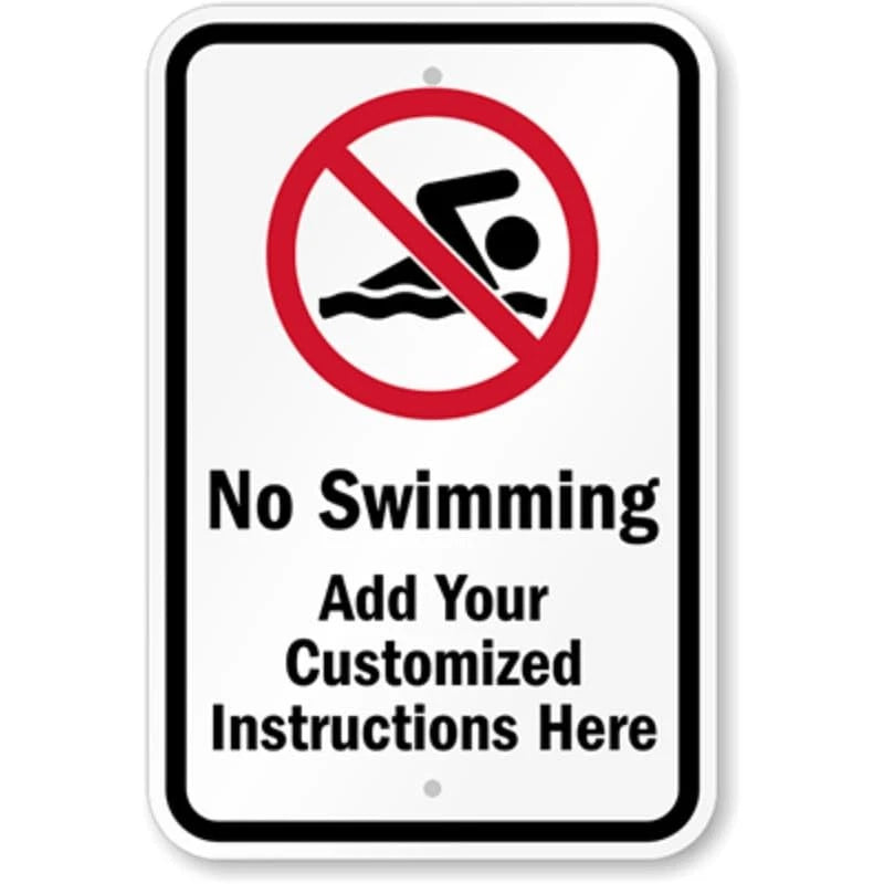 No Swimming Custom Aluminum Sign — product artwork