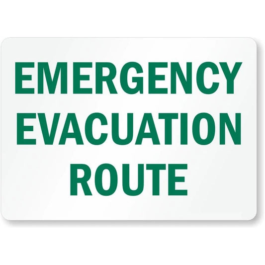 Emergency Evacuation Route Aluminum Sign — product artwork