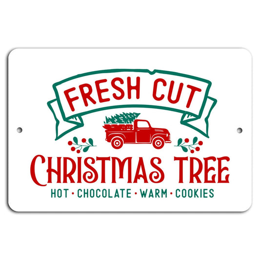 Christmas Tree Rustic Holiday Aluminum Sign — product artwork