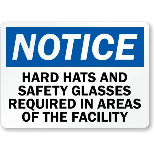 Hard Hats Safety Glasses Aluminum Sign — product artwork