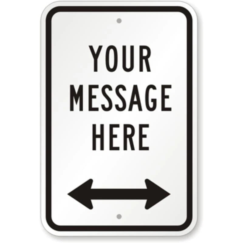 Custom Bidirectional Arrow Black and White Aluminum Sign — product artwork