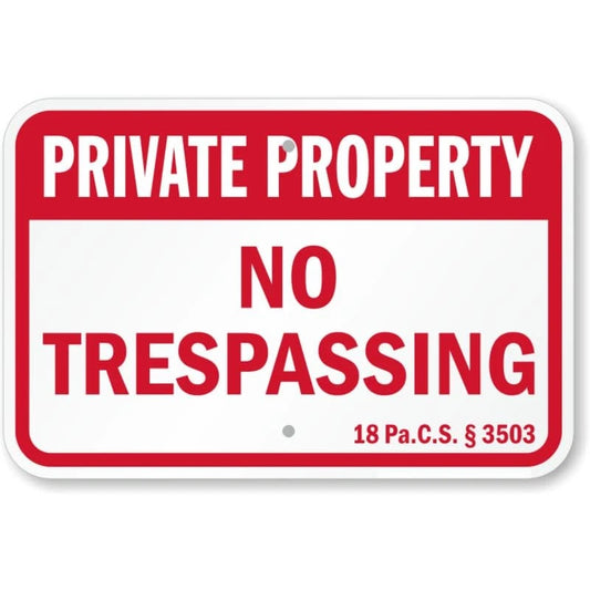 Pennsylvania Private Property Aluminum Sign — product artwork