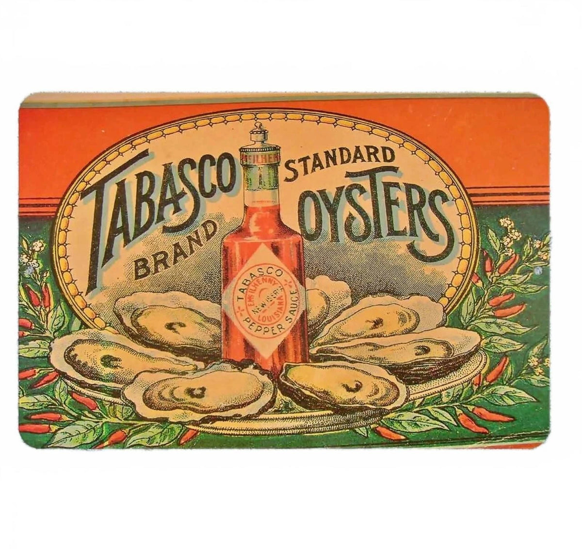 Tabasco Oysters Retro Rustic Aluminum Sign — product artwork