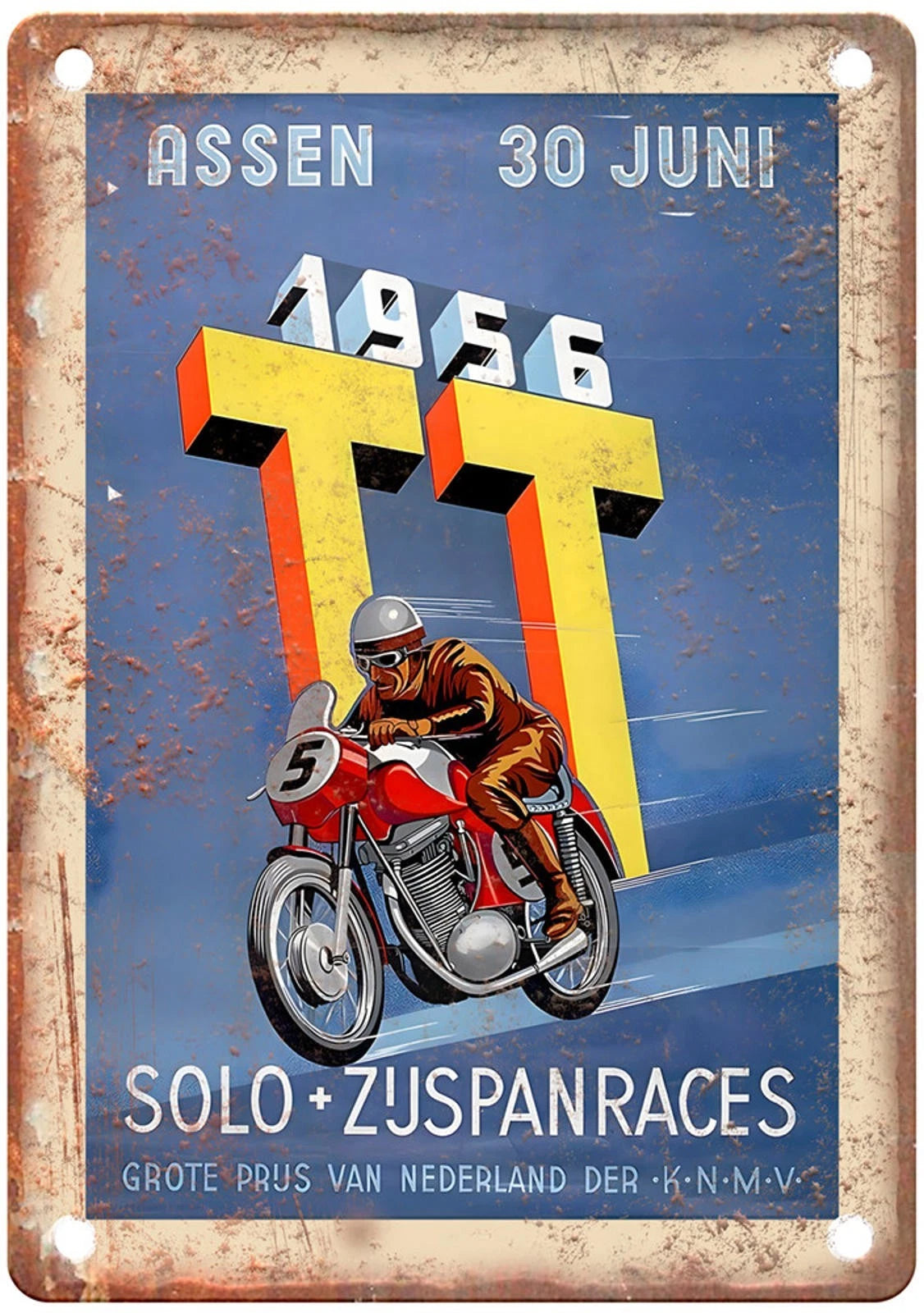 Vintage Motorcycle Poster Retro 1956 Aluminum Sign — product artwork