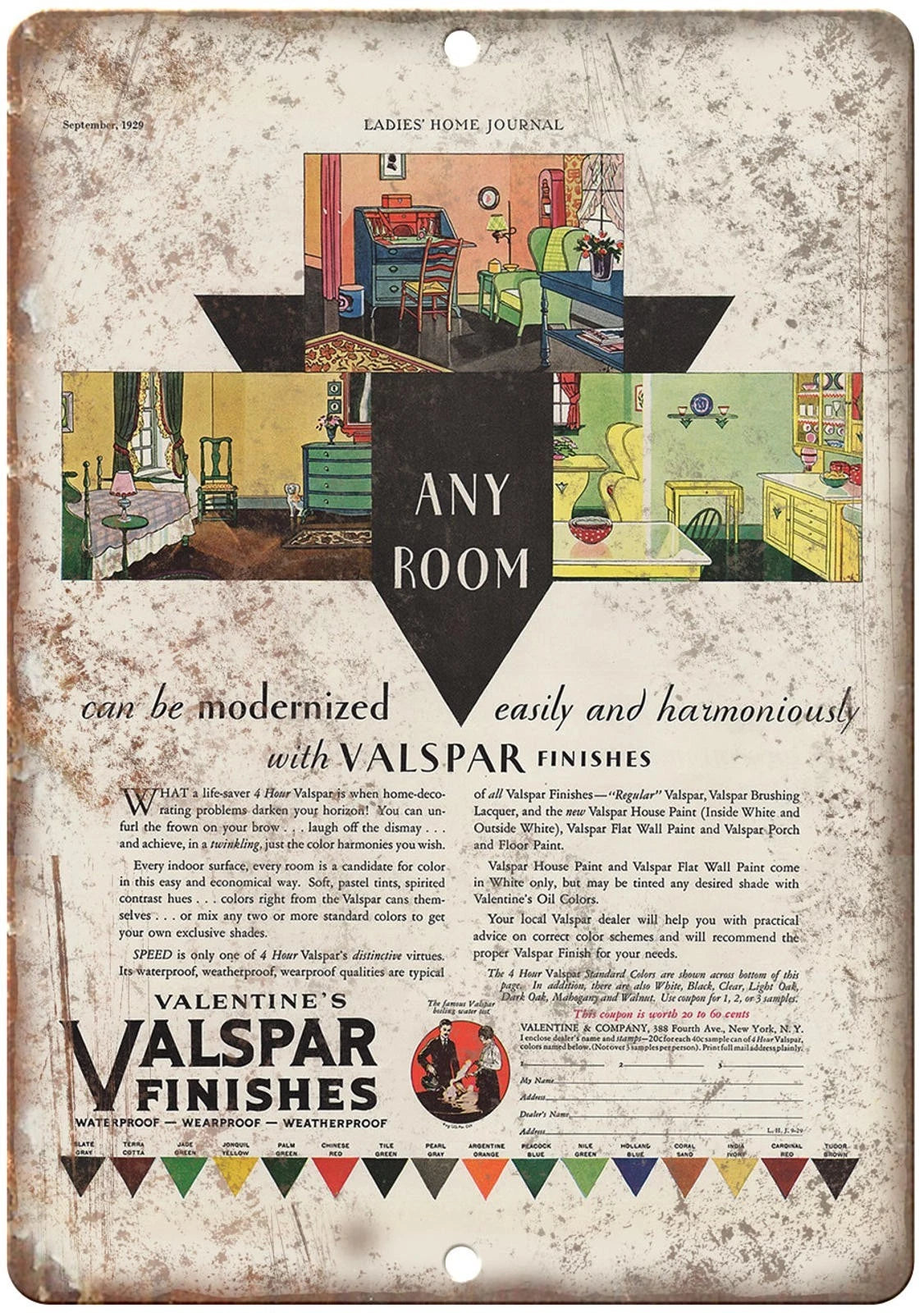 Valentine Valspar Reproduction USA Made Aluminum Sign — product artwork