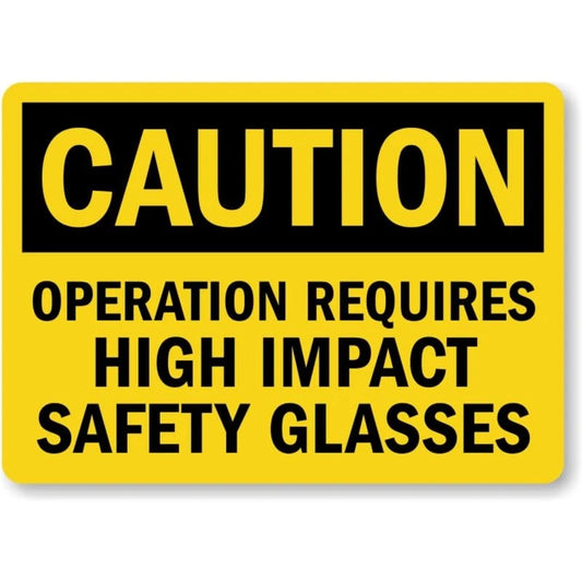 Safety Glasses Caution Aluminum Sign — product artwork