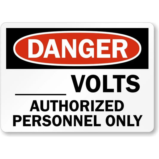 Danger Voltage Authorized Personnel Only Aluminum Sign — product artwork