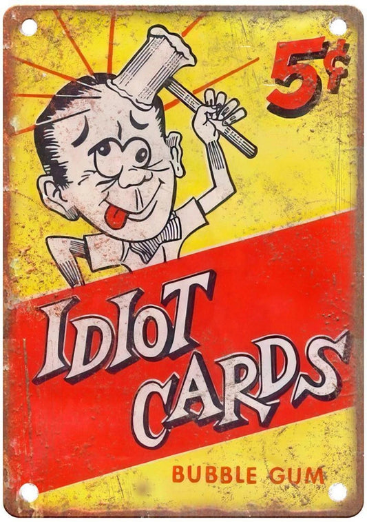 Idiot Cards Bubble Gum Vintage Wrapper Aluminum Sign — product artwork