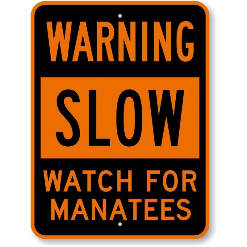 Slow Watch for Manatees Warning Aluminum Sign — product artwork
