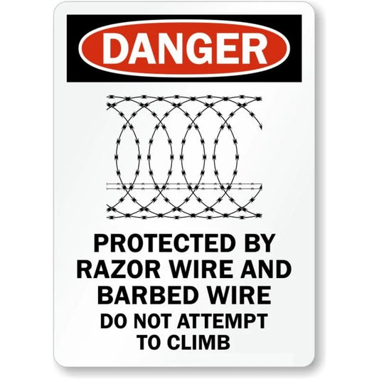 Protected by Razor Wire Aluminum Sign — product artwork