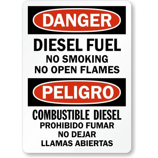 Bilingual Diesel Fuel No Smoking No Open Flames Sign — product artwork