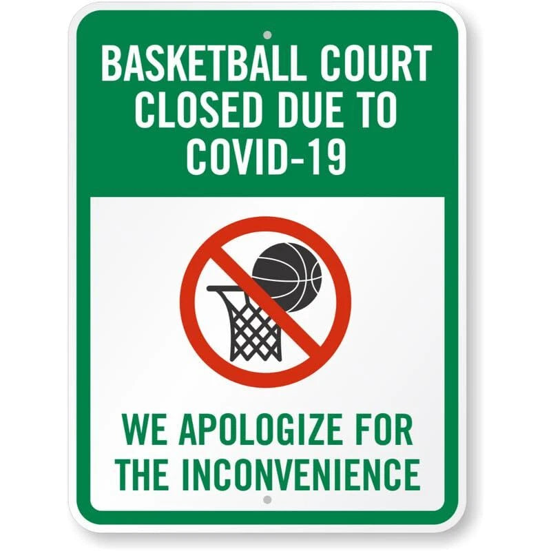 Basketball Court Closed Due to the Outbreak Aluminum Sign — product artwork