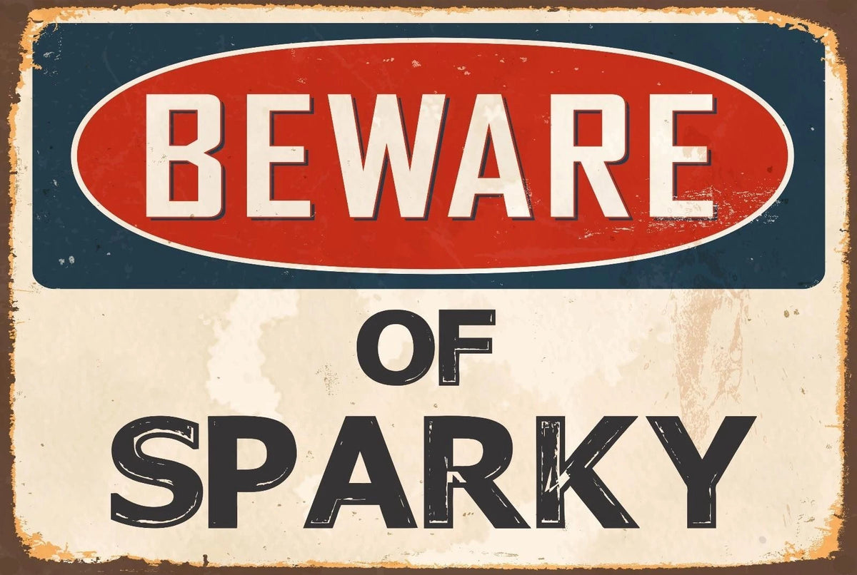 Danger Sticker Tiger Beware of Sparky Funny Aluminum Sign — product artwork