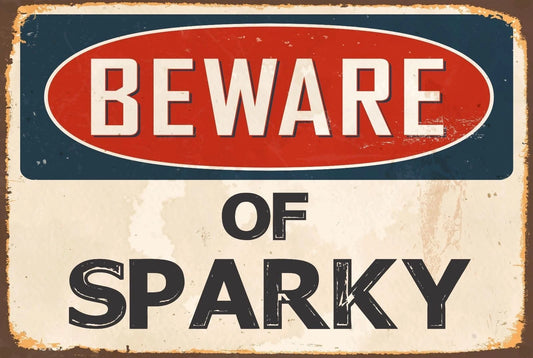 Danger Sticker Tiger Beware of Sparky Funny Aluminum Sign — product artwork