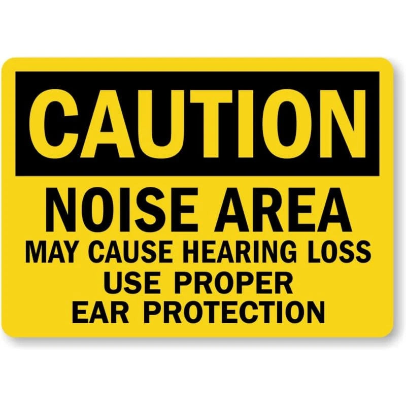 Cause Hearing Loss Caution Aluminum Sign — product artwork