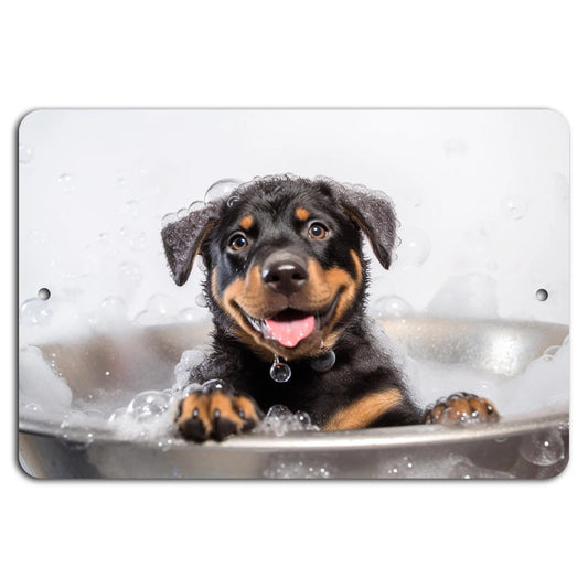 Puppy Bath Time Playful Aluminum Sign — product artwork