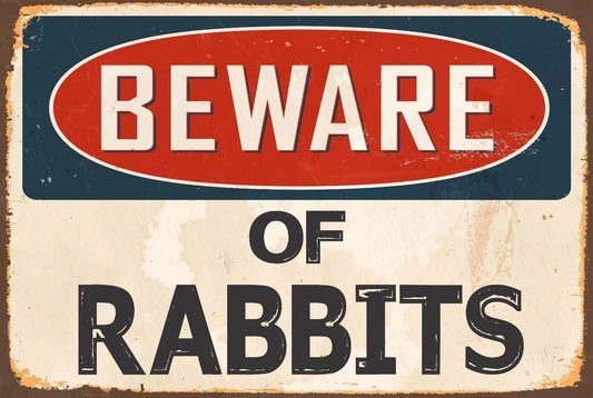 Novelty Beware of Rabbits Funny Vintage Aluminum Sign — product artwork