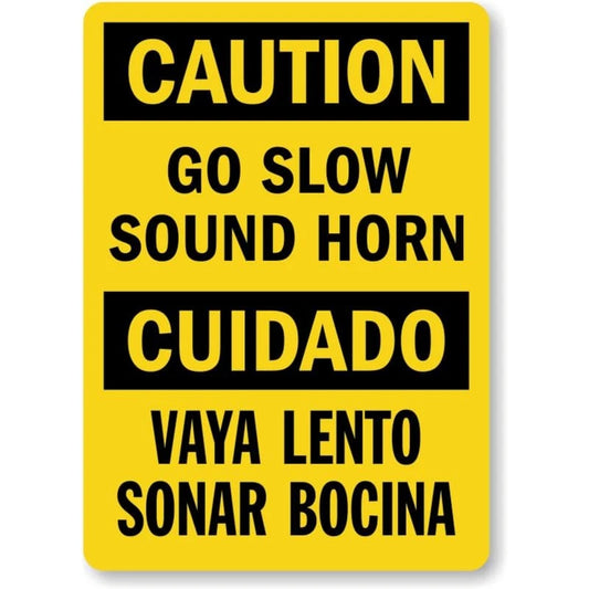 Bilingual Slow Sound Horn Aluminum Sign — product artwork