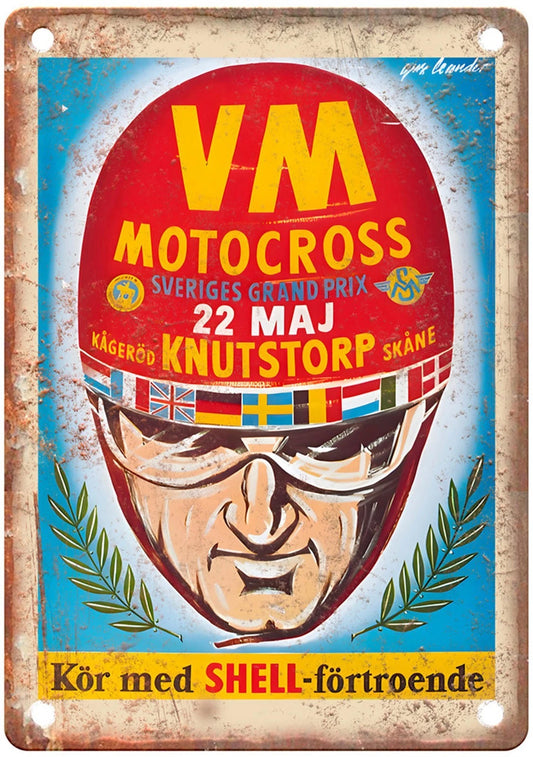 Vintage Motorcycle Retro 1960 Poster Aluminum Sign — product artwork