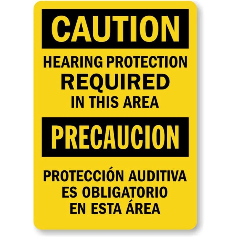 Caution Hearing Protection Required in This Area Bilingual Sign — product artwork
