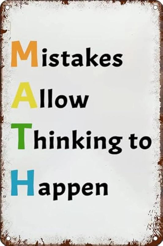 Vintage Tin Math Classroom Mistakes Funny Aluminum Sign — product artwork