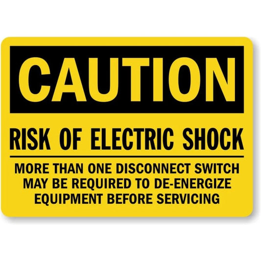 Caution Electric Shock Risk Aluminum Sign — product artwork