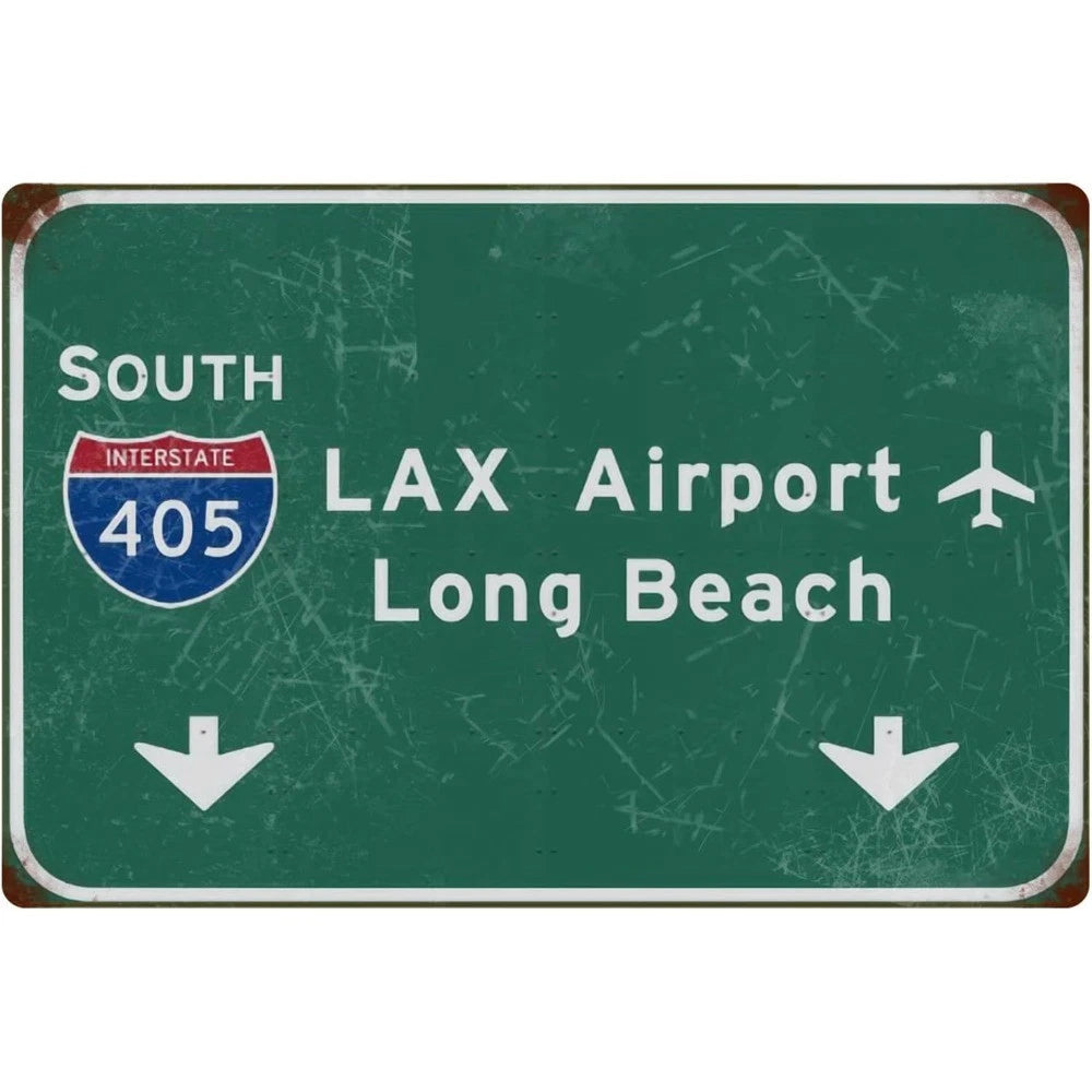 Retro Funny South Lax Long Beach Interstate Aluminum Sign — product artwork