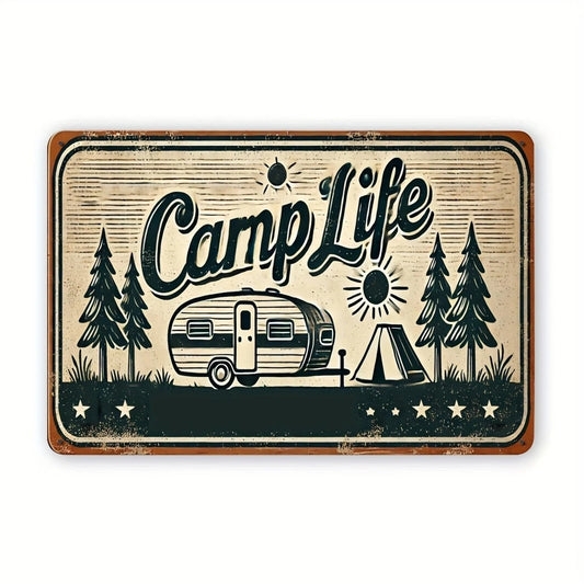 Camping Funny Nostalgic Camp Life Wall Art Aluminum Sign — product artwork