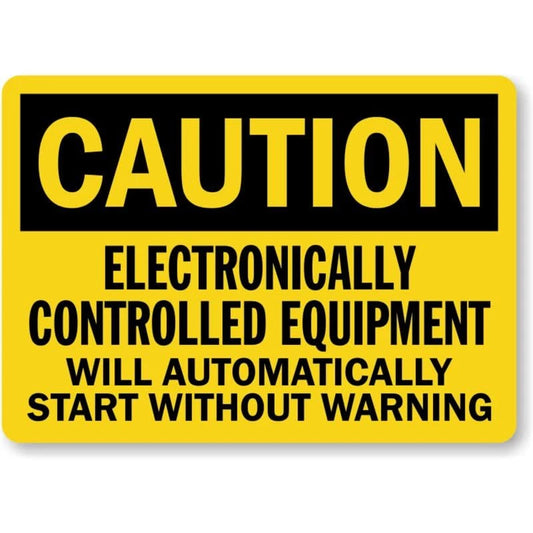 Caution Electronically Controlled Equipment Starts Without Warning Sign — product artwork