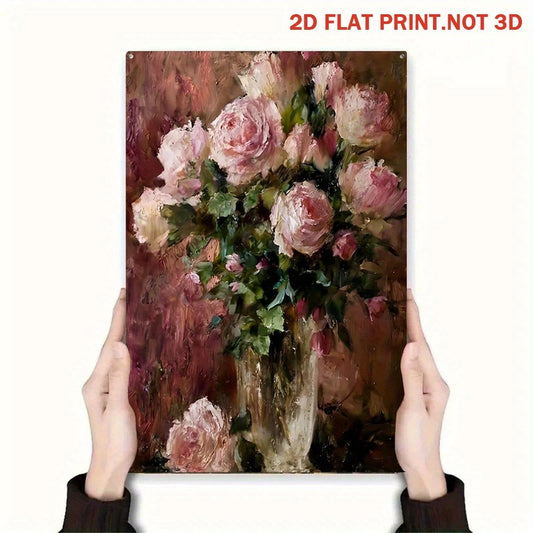 Rose Bouquet Vintage Pink Floral Funny Aluminum Sign — product artwork