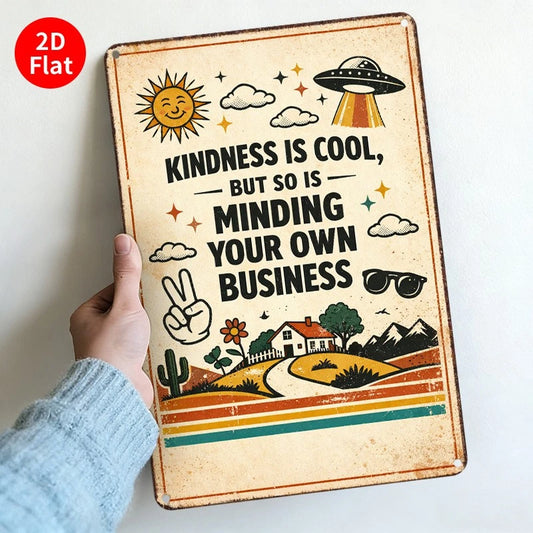 Vintage Kindness Is Cool Funny Aluminum Sign — product artwork