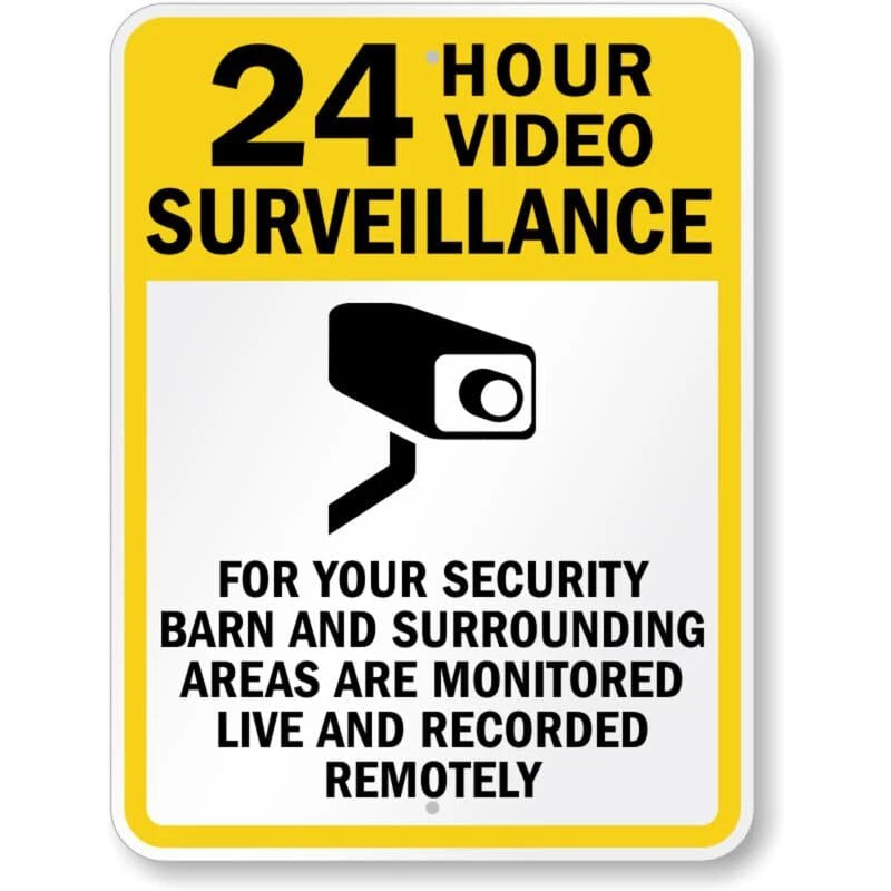 Barn and Surrounding Areas Monitored Live Aluminum Sign — product artwork