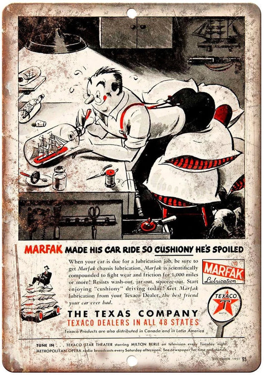 Motor Oil Marfak Lubrication Texaco Funny Aluminum Sign — product artwork