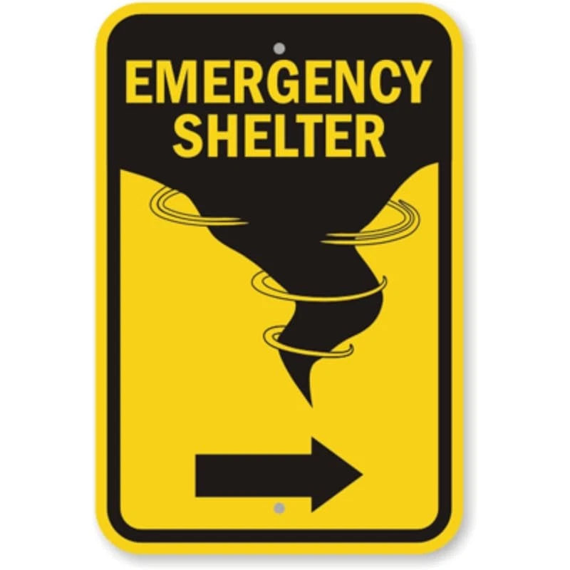Emergency Shelter Right Aluminum Sign — product artwork