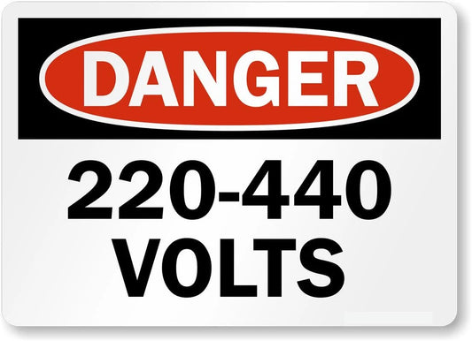 OSHA Danger 220 to 440 Volts Safety Aluminum Sign — product artwork